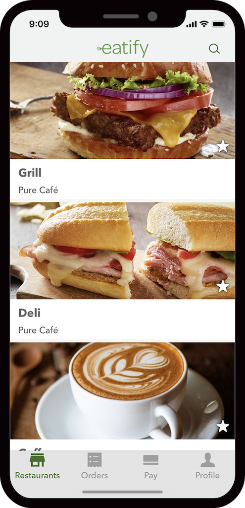 A smartphone with the Eatify app on the screen.